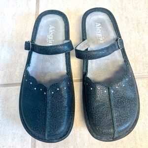 Alegria Tuscany Women's Black Mary Jane Clog comfort Shoes leather rocker 11M